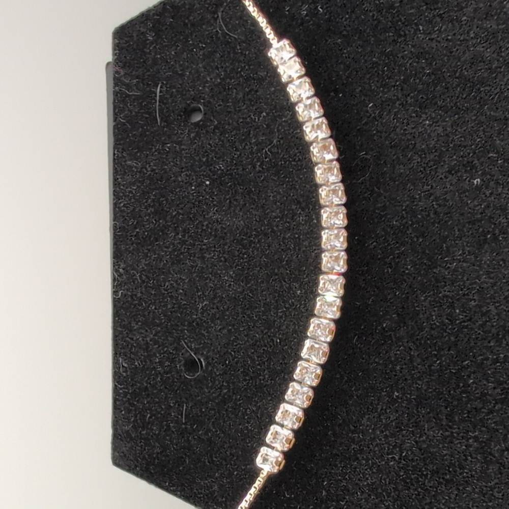 New Elegant Gold Adjustable Tennis Bracelet With Cubic Zirconia.
